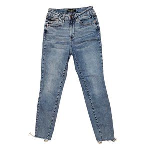 Judy Blue JB88259 3/26 (Meas 25x26.5 10" Mid Rise) Med Raw Hem Frayed Jeans A2